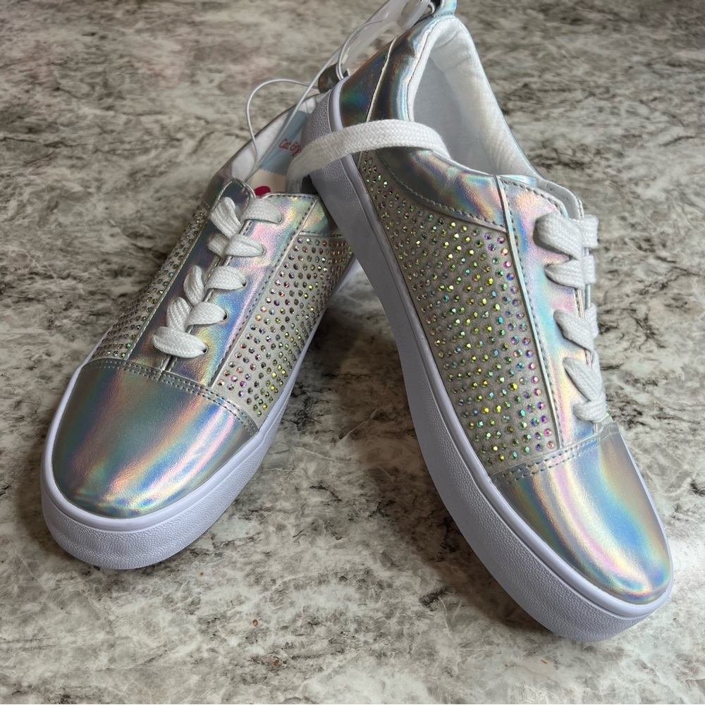 Cat & Jack Rory platform girls shoes silver size 5 big girl NEW with tags